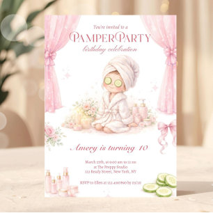 Pamperfest Födelsedagsfest Rosa Chic Spa-fest Inbjudningar