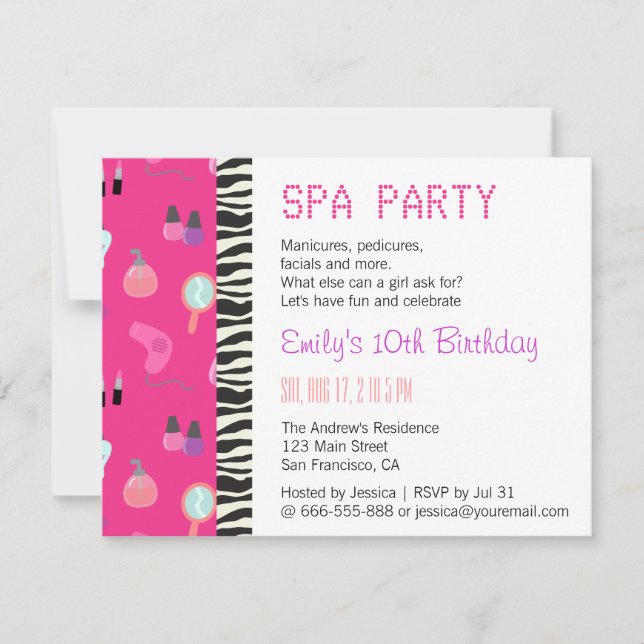 Pampering Spa Party, för flickor Inbjudningar (Framsida)