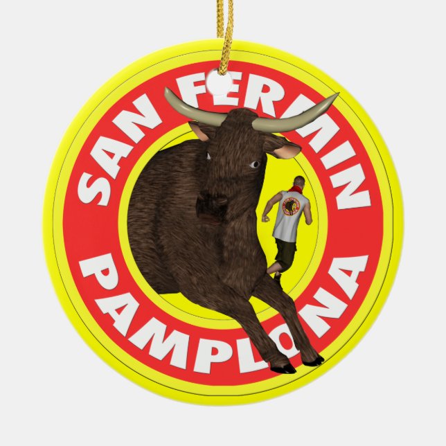 Pamplona - San Fermin - lägg till din PIC-fil på b Julgransprydnad Keramik (Framsidan)