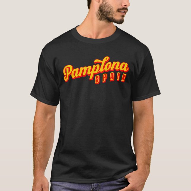 Pamplona Spanien T Shirt (Framsida)