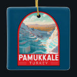 Pamukale Turkey Travel Art Vintage Julgransprydnad Keramik<br><div class="desc">Pamukale retro-vektorns resedesign. Det gränsar till Hierapolis,  en gammal romersk spa-stad som grundades kring 190 B.C.</div>