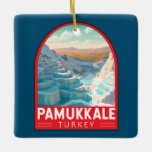 Pamukale Turkey Travel Art Vintage Julgransprydnad Keramik<br><div class="desc">Pamukale retro-vektorns resedesign. Det gränsar till Hierapolis,  en gammal romersk spa-stad som grundades kring 190 B.C.</div>