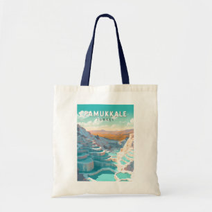 Pamukale Turkey Travel Art Vintage Tygkasse