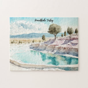 Pamukale Turkey Travel Landscape Pussel