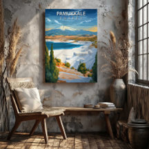 Pamukkale Turkey Travel Poster Canvas Wall Art