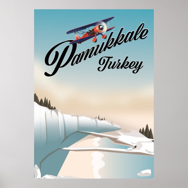 Pamukkale Turkiet Semesteraffisch. Poster (Framsidan)