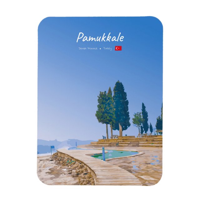 Pamukkale, Turkiet -  Termiska pooler rundade Magnet (Vertikal)