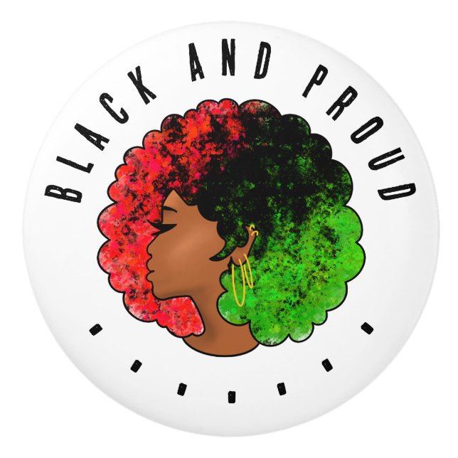 Pan African Black Girl Red grönt pride afro Knopp (Framsidan)