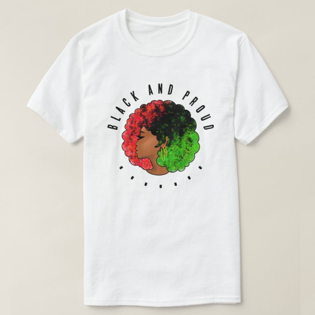Pan African Black Girl Red grönt pride afro T Shirt (Design framsida)