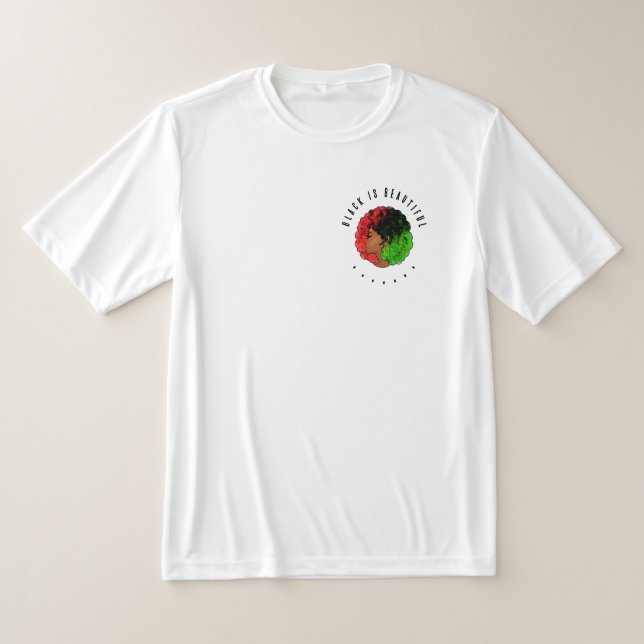 Pan African Black Girl Red grönt pride afro T Shirt (Laydown)