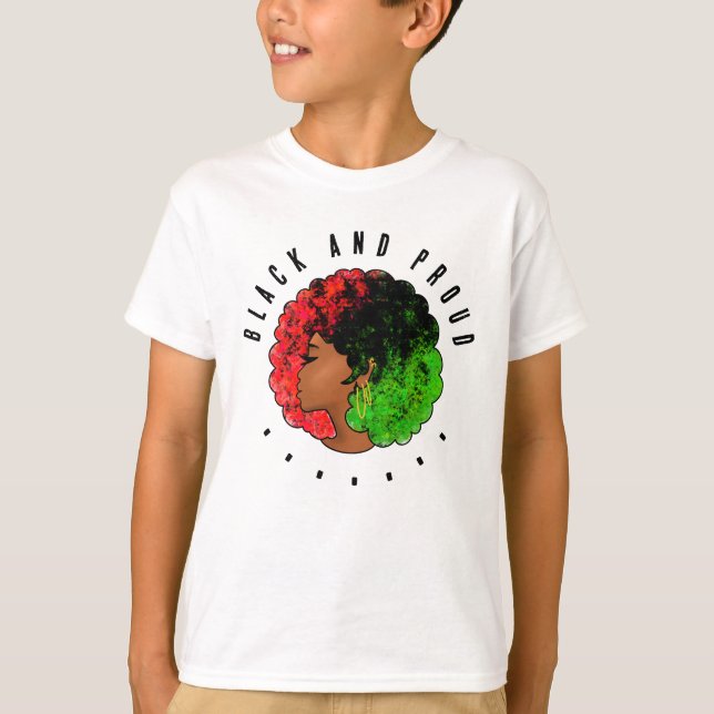 Pan African Black Girl Red grönt pride afro T Shirt (Framsida)
