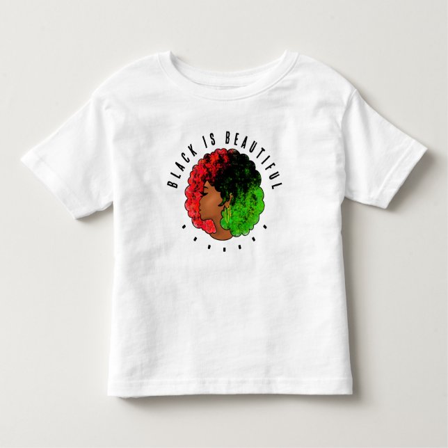 Pan African Black Girl Red grönt pride afro T Shirt (Framsida)