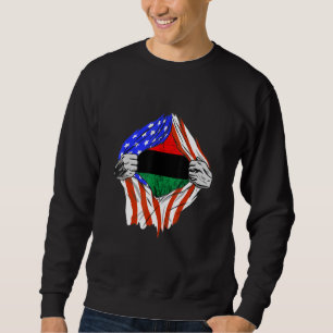 Pan African Chest Afro American Unia Flagga Black Lång Ärmad Tröja