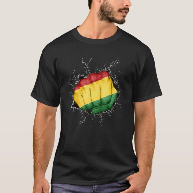 Pan African Fist UNIA Flag African Freedom Black L T Shirt (Framsida)