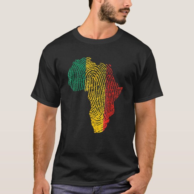 Pan African Flag Fingerprint Black History Month P T Shirt (Framsida)