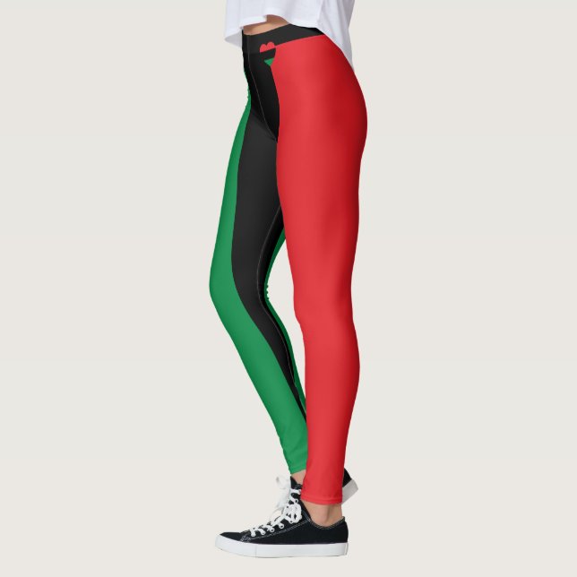 Pan African Flagga Heart & Unia Symbol Leggings (Vänster)
