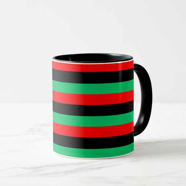 Pan African Flagga Red Black Grönt Rand Mugg (Framsida höger)