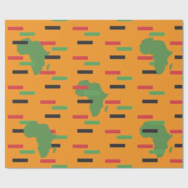 Pan African Red Black Grönt Afrika Karta Kwanzaa Presentpapper (Platt)