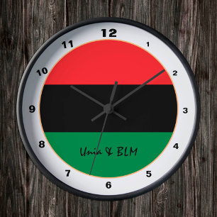 Pan African, Unia Flagga Symbol trendig mode klock Rund Klocka