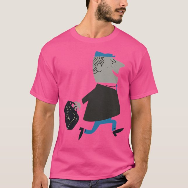 Pan Am Retro Tecknad Man med bag T Shirt (Framsida)