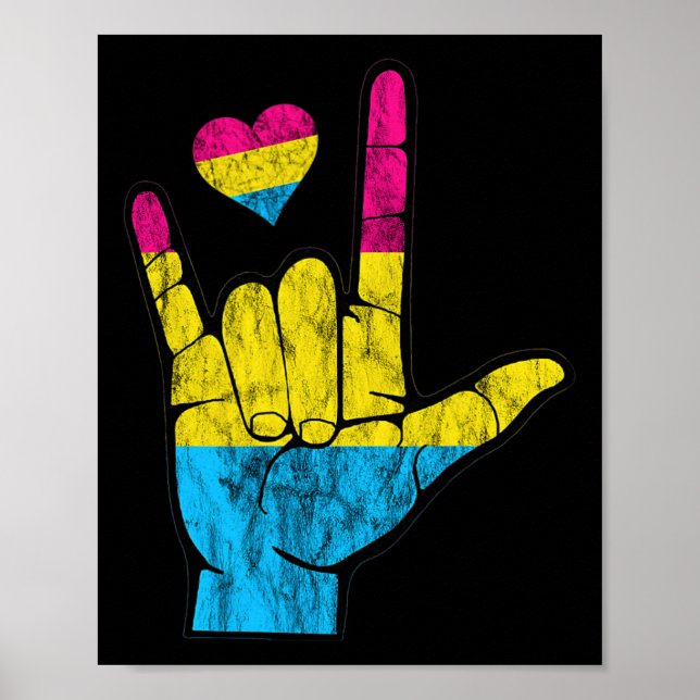 Pan ASL Pride Pansexual Hearing Loss Döv Awarenes Poster (Framsidan)