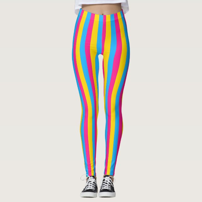 Pan Color Stripes | Pansexual Pride   Leggings (Framsida)