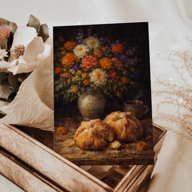 Pan de Muerto Blommor Stilleben Konst vykort (Skapare uppladdad)