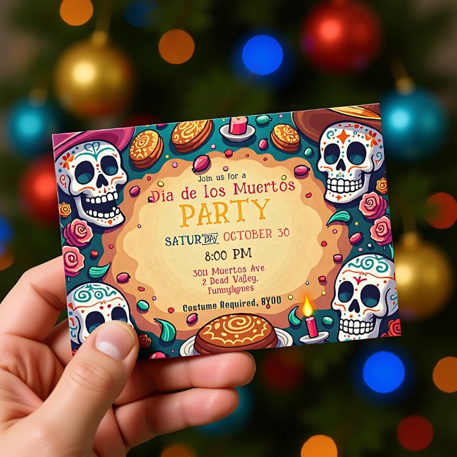 💀 Pan de Party Inbjudningar (💀 Fiesta en el Cráneo Invitation)