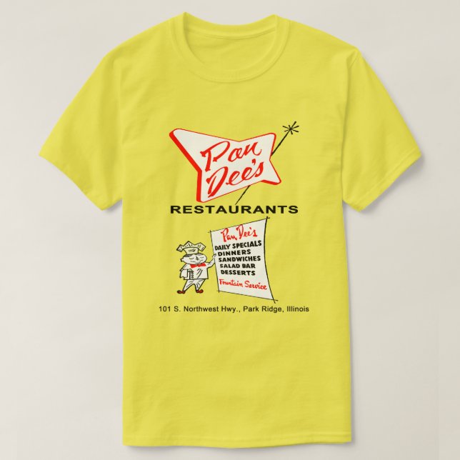 Pan Dees Restaurant, Park Ridge, Illinois T Shirt (Design framsida)