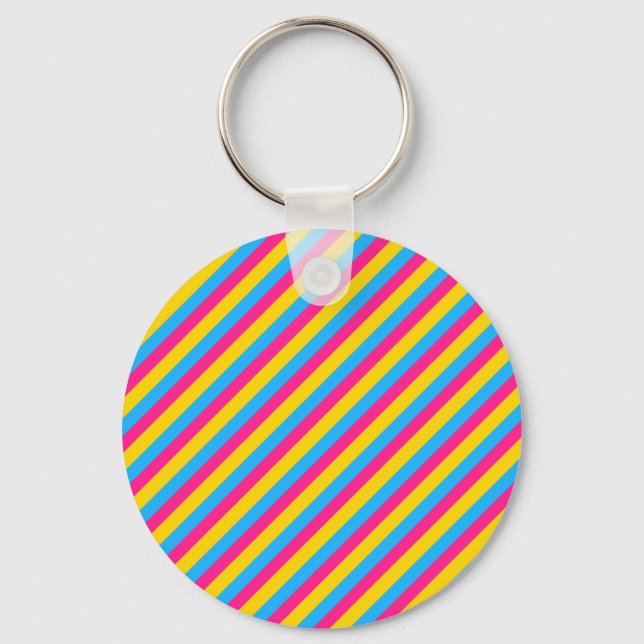 Pan Färg Rand | Pansexuellt Pride Nyckelring (Framsida)