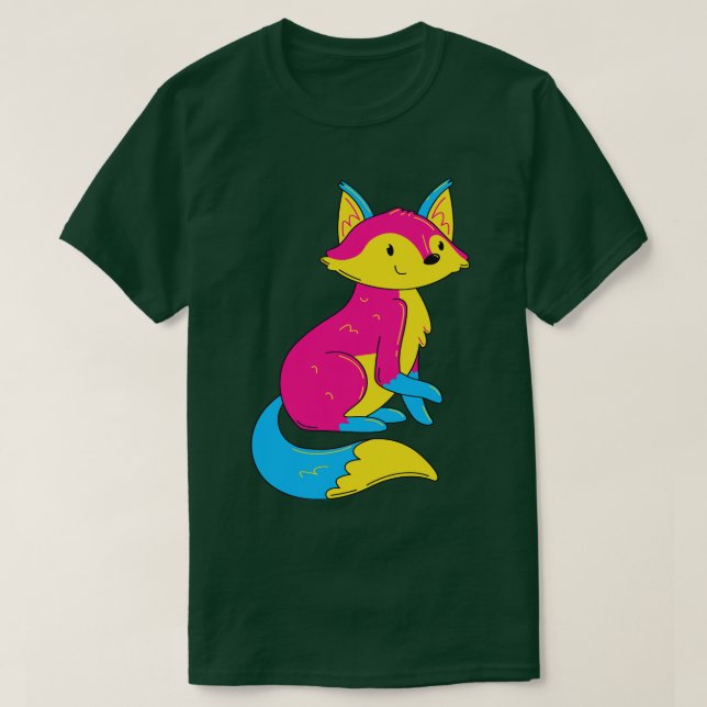 Pan Flagga Färg Fox Pride Pansexual I T Shirt (Design framsida)