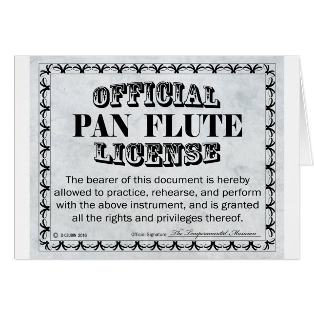 Pan Flute-licens Hälsningskort (Framsidan Horizontal)