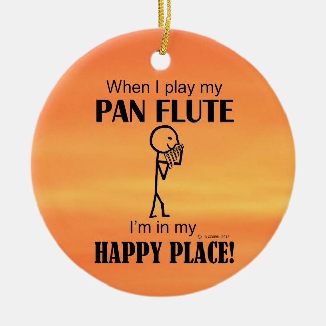 Pan Flute Lycklig Ställe Julgransprydnad Keramik (Framsidan)