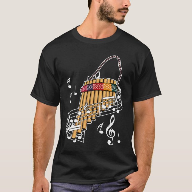 Pan Flute Musical Instrument  4 T Shirt (Framsida)