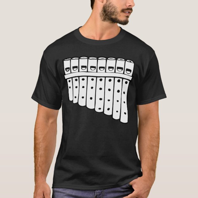 Pan Flute Musical Instrument Flutist T Shirt (Framsida)
