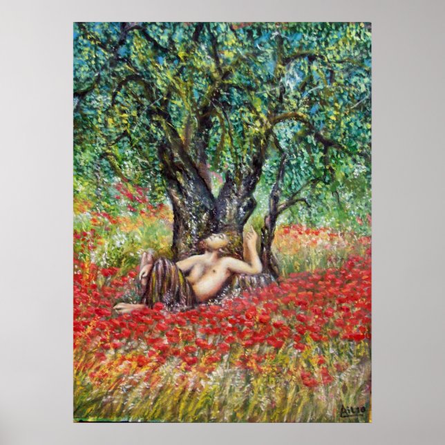 PAN, OLIVE TRÄD OCH POPY FÄLT POSTER (Framsidan)