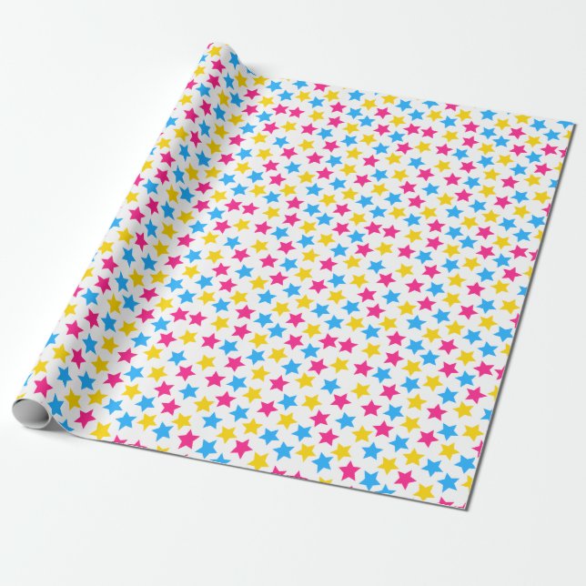 Pan Pansexual Pride Flagga Stars Rosa Blue Gult Presentpapper (Utrullad)