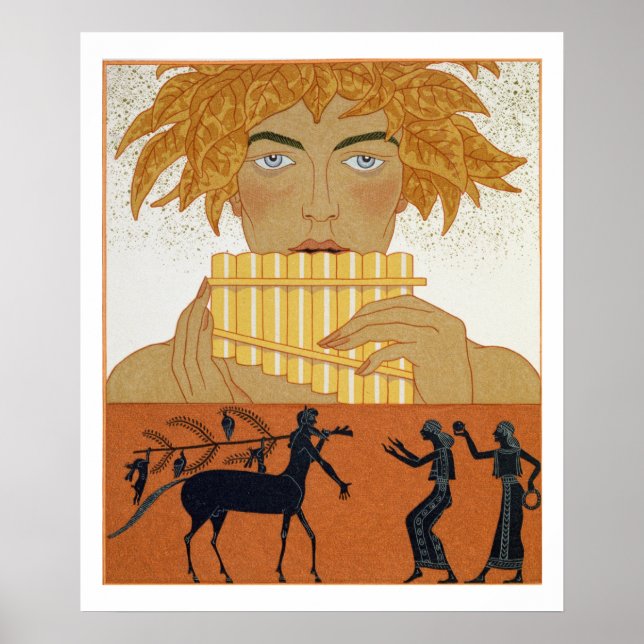 Pan Piper, illustration från "Les Mythes" av Paul Poster (Framsidan)