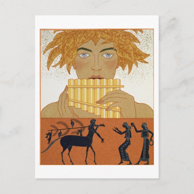 Pan Piper, illustration från "Les Mythes" av Paul Vykort (Framsida)