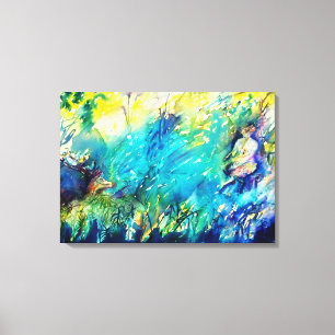 PAN PLAYTE FLUTE OCH HJORT I GRÖNT WOODLAND CANVASTRYCK