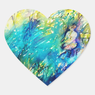 PAN PLAYTE FLUTE OCH HJORT I GRÖNT WOODLAND HJÄRTFORMAT KLISTERMÄRKE