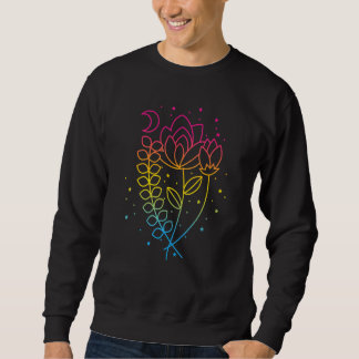 Pan Pride Flagga Färg Subtle Boho Blommigt Pan  Lång Ärmad Tröja