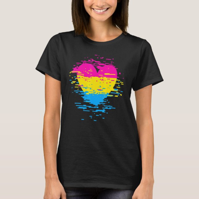 Pan Pride Heart Gay Queer Pansexual T Shirt (Framsida)