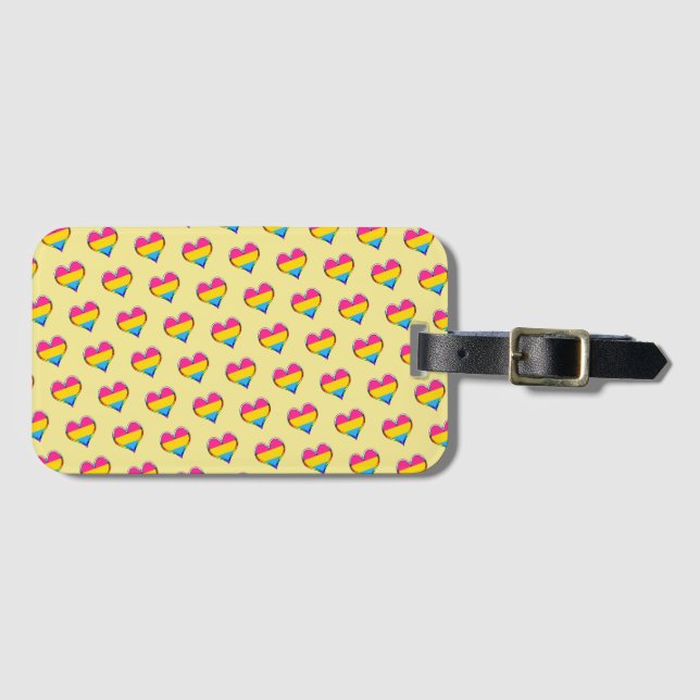Pan Pride Heart Mönster Luggage Tag Bagagebricka (Framsida horisontal)