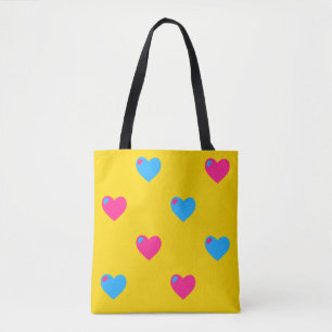 Pan Pride Hearts Tote Tygkasse