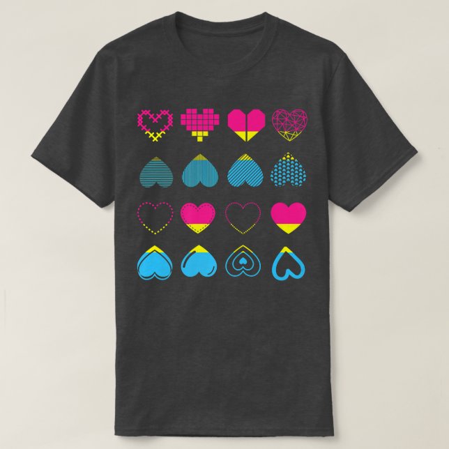 Pan Pride Pansexuality Flagga Heart LGBT Pride Mån T Shirt (Design framsida)