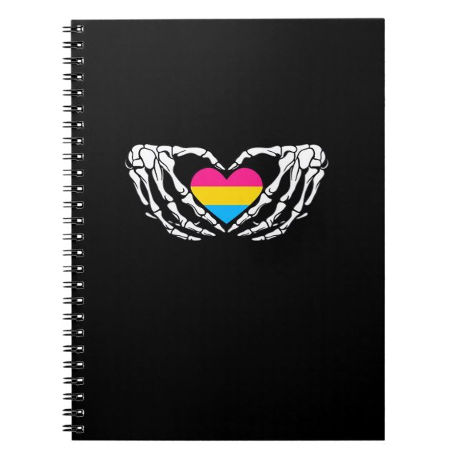 Pan Pride Skeleton Halloween Pan Goth Heart Anteckningsbok (Framsidan)