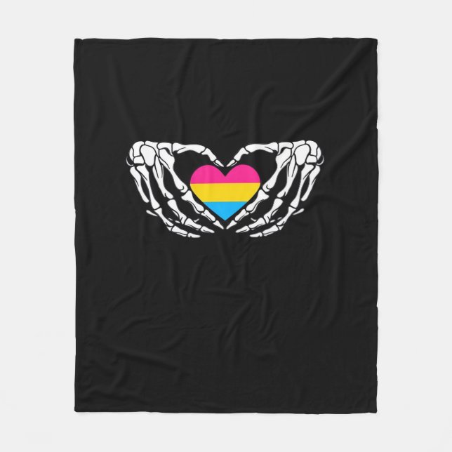 Pan Pride Skeleton Halloween Pan Goth Heart Fleecefilt (Framsidan)