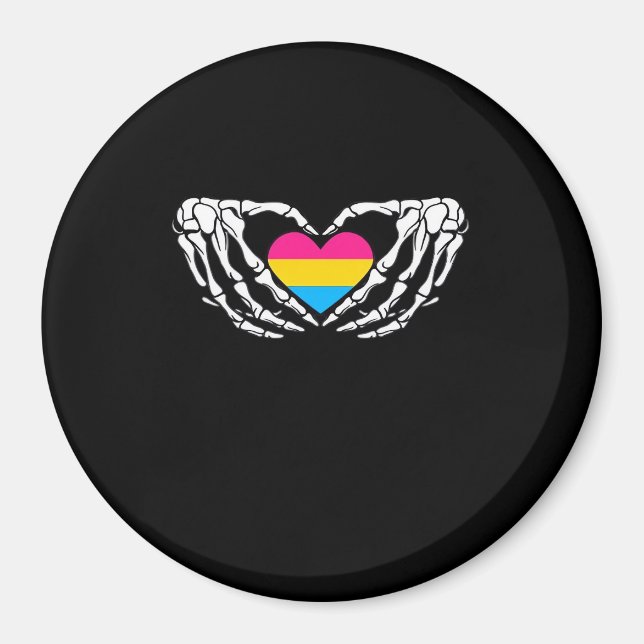 Pan Pride Skeleton Halloween Pan Goth Heart Magnet (Framsidan)
