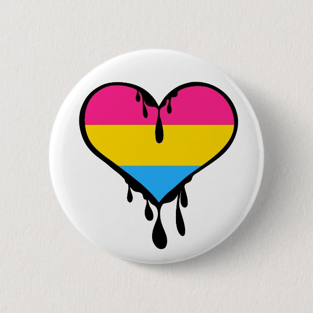 Pan-Pridet - droppande hjärta Knapp (Framsida)